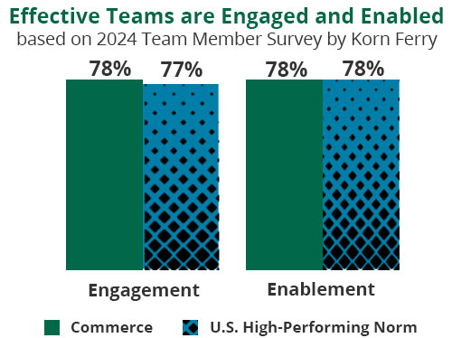 Effective teams in 2024 survey comparing Commerce and U.S. high-performing norm