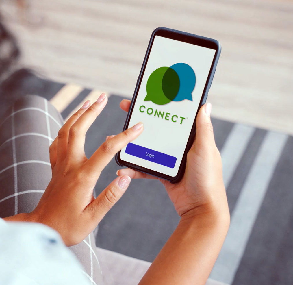 Lady using the Commerce Connect App