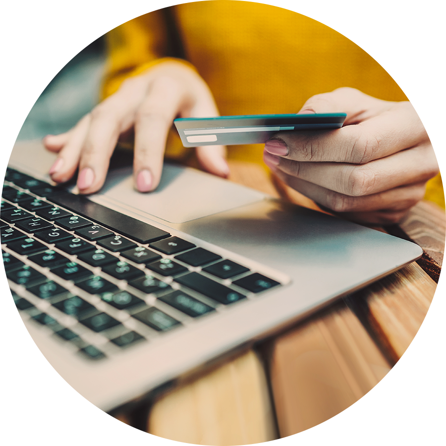 Credit card used with laptop