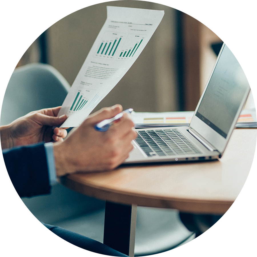 Man looking at investment account