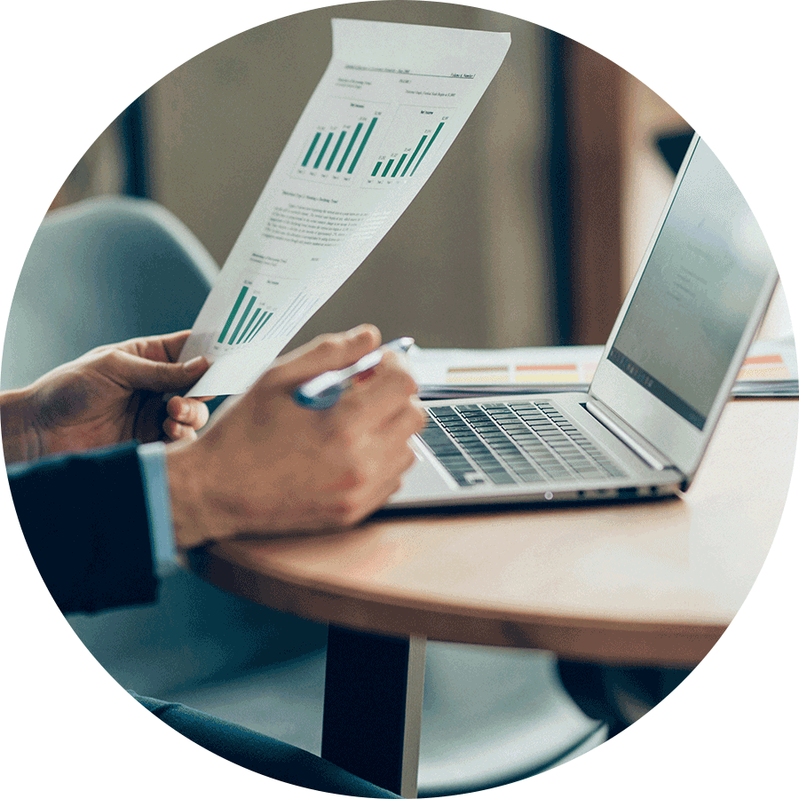 Man looking at investment account