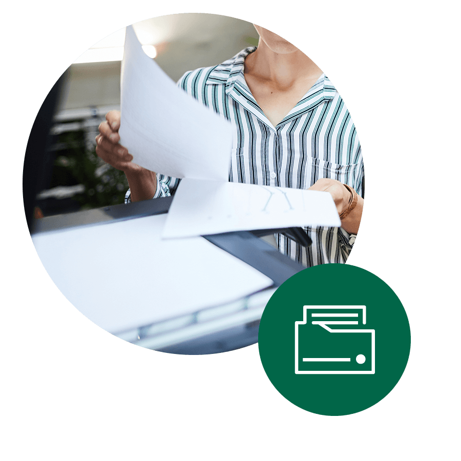 Business woman scanning documents