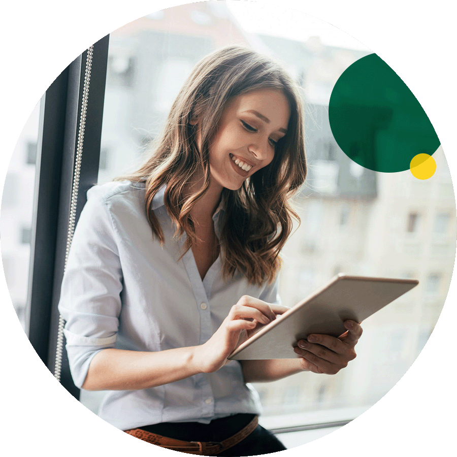 Business woman using her tablet