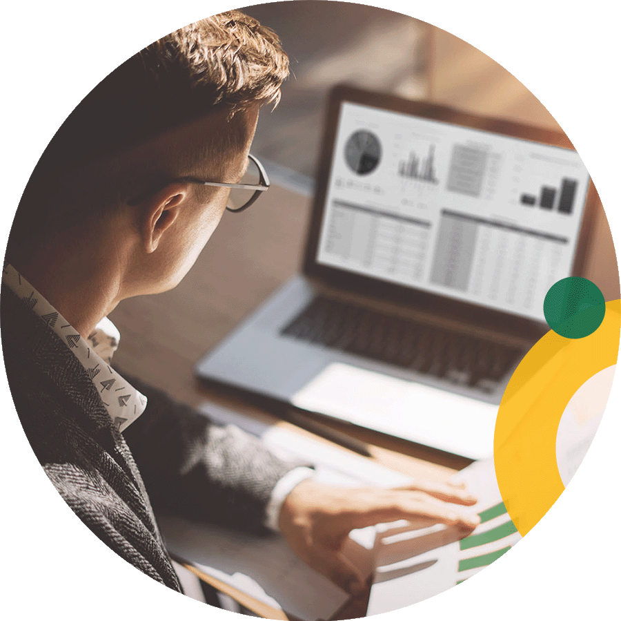 Businessman managing company finances on his computer