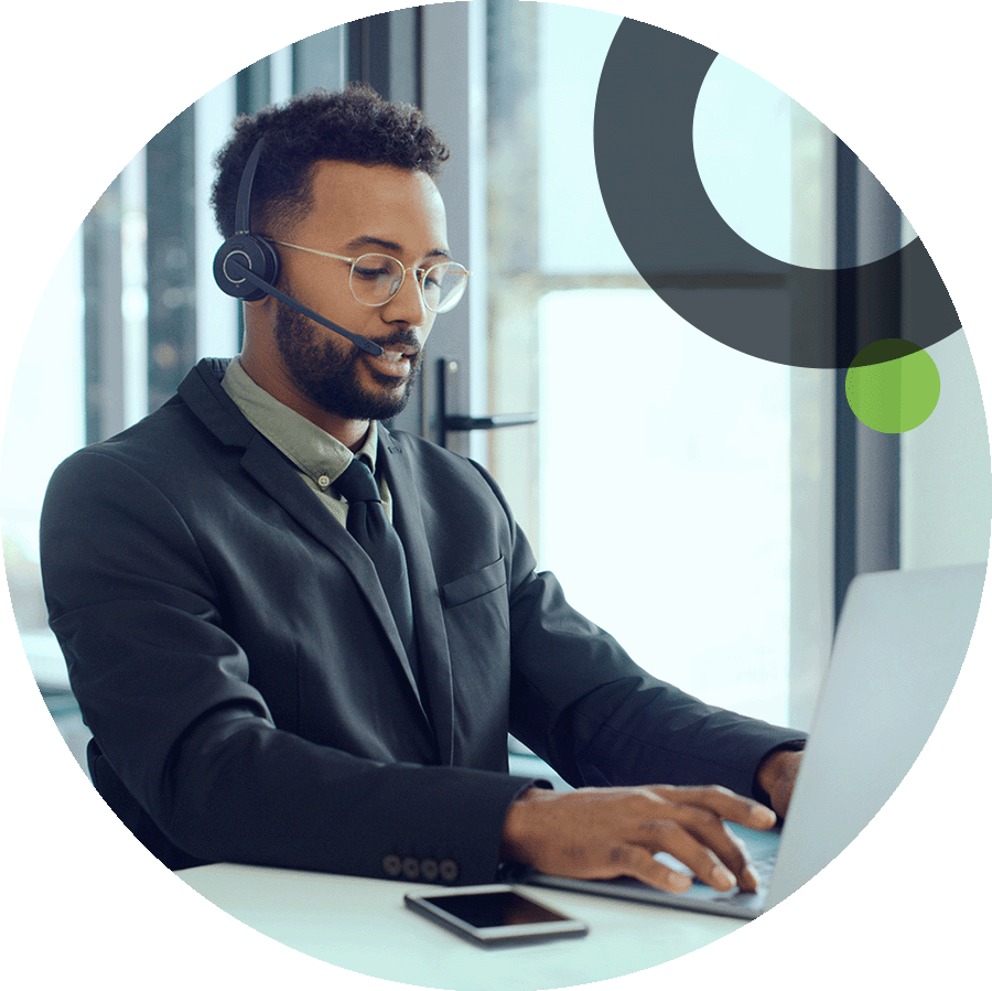 Business man answering phone call