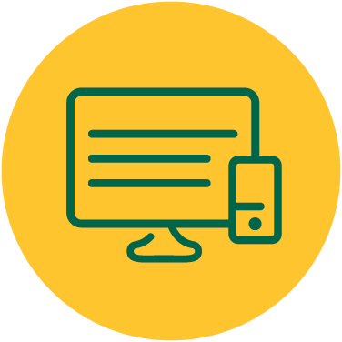 Computer with Phone icon yellow