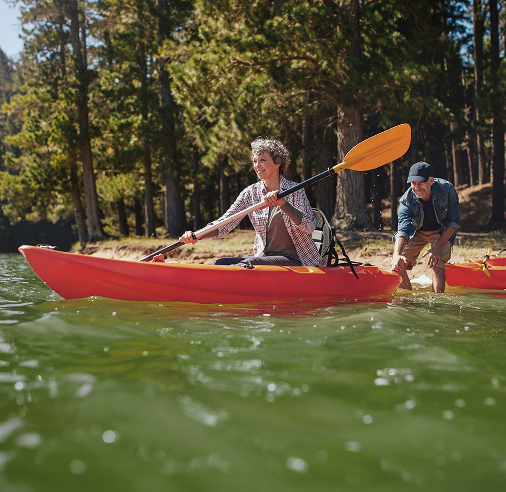 Couple kayaking in a lake